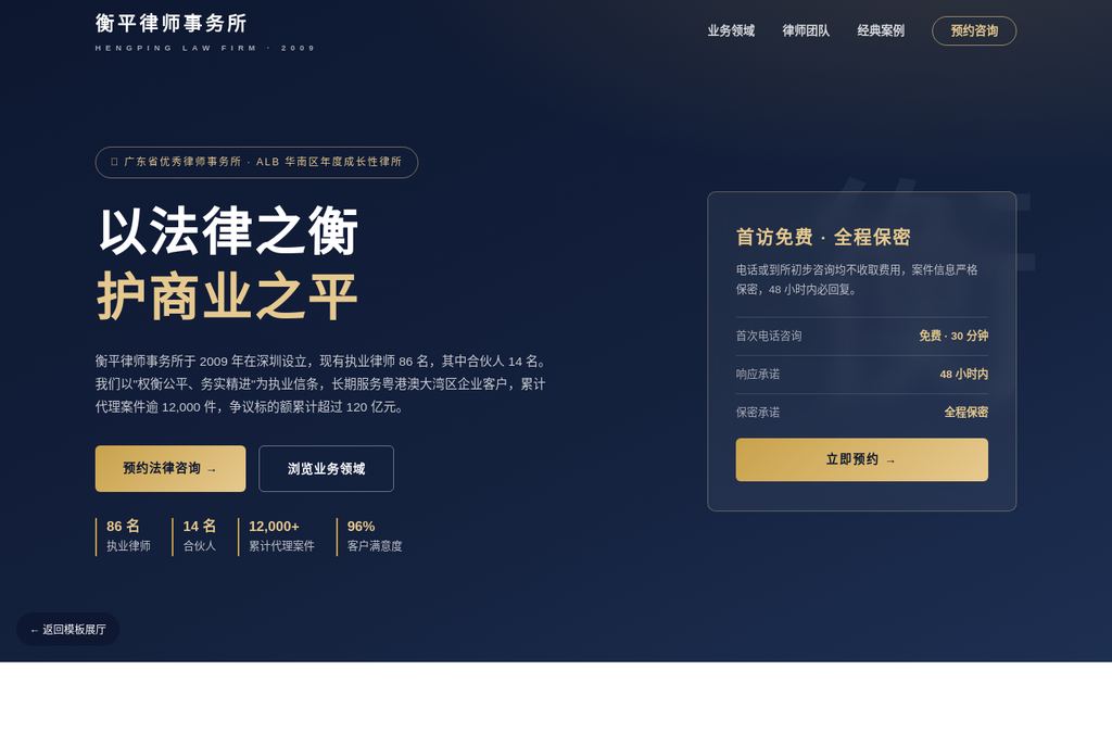 律师事务所官网模板预览