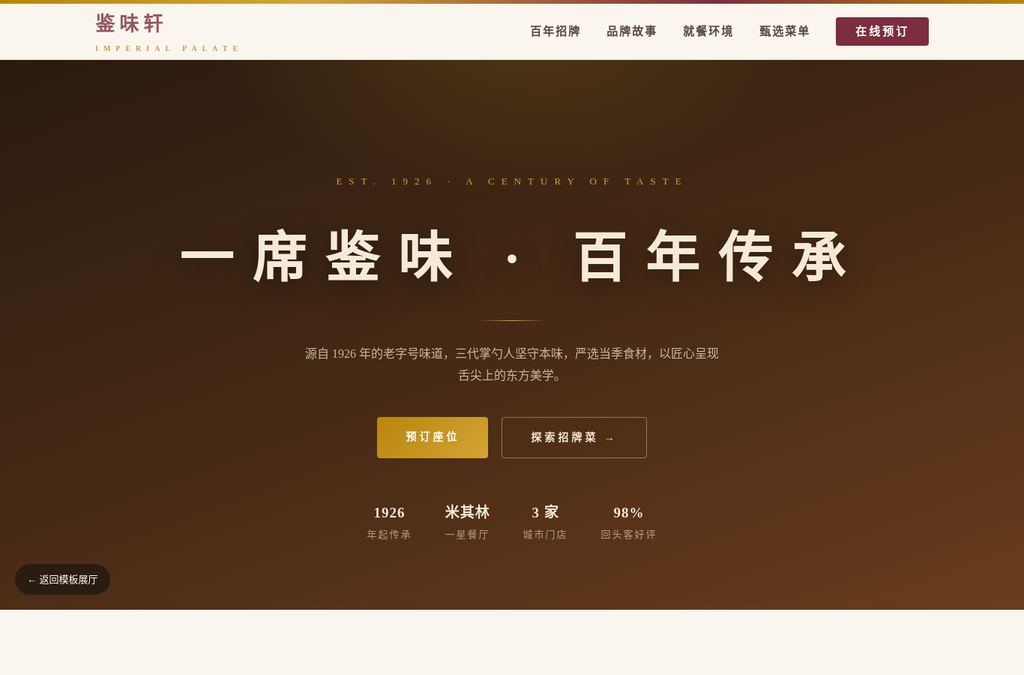 高端餐饮官网模板预览